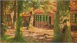 Большие деревья перед бегинажем во фламандской деревне (1900)