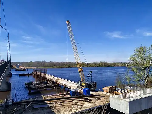 Арматура пятой опоры будущего моста через р. Волхов