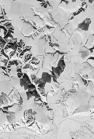 Басовское городище на спутниковой съёмке 1961 года