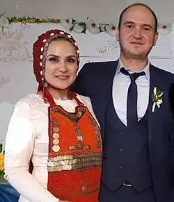 Современная башкирская свадьба. Надевается кашмау на невесту после бракосочетания