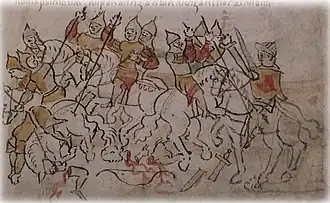 Ранение князя Михаила Юрьевича в битве с половцами и разгром половцев