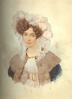 Портрет жены А. А. Брюлловой. 1830-е. Акварель. Государственный Русский музей, Санкт-Петербург