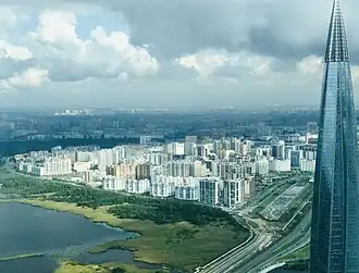 Вид на Юнтоловский заказник и озеро Лахтинский Разлив со стороны Финского Залива, 2018 год