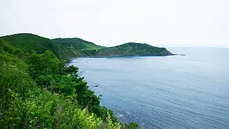 Вид на бухту Неизвестную и мыс Тунгус с мыса Скалистого летом в июле