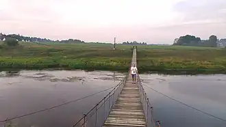 Подвесной мост через Москва-реку, соединяющий Бараново с посёлком Кожино