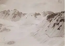 Ледник перевала Катчу-Лам (3550 м) с вершины Датах-Корт