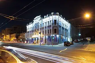 Дом В. Л. Ажгихина после реставрации - ночное фото с подсветкой, 2013 год