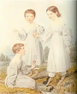 Акварель А.П.БрюлловаПортрет дочерей С. А. Шуберт,1830-е гг.