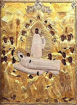 Центральная часть иконы (сцены из жития по двум сторонам)