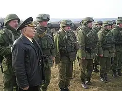 Инспектор контр-адмирал М. М. Тхагапсов на учениях в соединении, внезапно поднятом по тревоге. 2014.