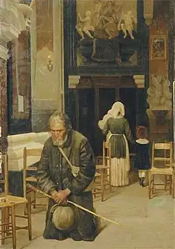 Нищий в церкви, 1884