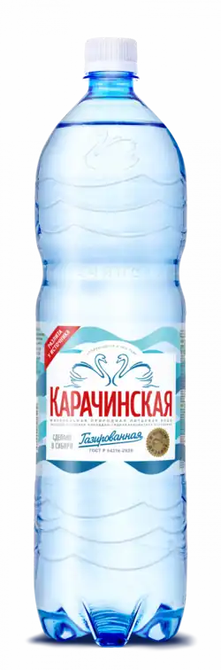 Бутылка «Карачинской» объёмом 1.5 литра и дизайном, используемым с 2019 года