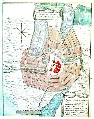 Карта Ахтырки из атласа описания наместничества 1787 года