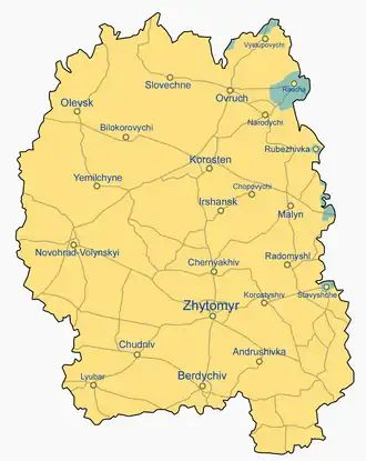 Житомирская область:
&nbsp;не было оккупировано с 24 февраля 2022 г.
&nbsp;возвращена под контроль Украины