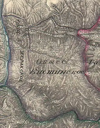 Фяппинцы (кистинцы) на карте 1838 года