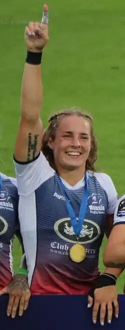 Кристина Середина на награждении чемпионок Европы 2018 года[англ.] по регби-7 в Казани