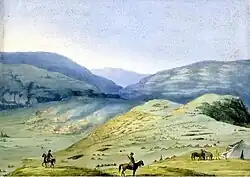 Лагерь в Чечне. Дарго. Художник В.&nbsp;В.&nbsp;Фохт 1840-е годы.