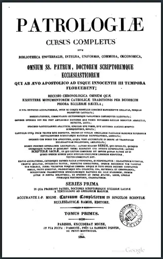 Титульный лист 1 тома Латинской Патрологии. Сочинения Тертуллиана