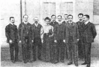 Инна Николаевна Леман-Балановская в числе студентов Гёттингенского университета. Третий слева&nbsp;— профессор К.&nbsp;Шварцшильд