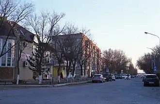 Главная улица с магазинами в посёлке Лиман (2020)