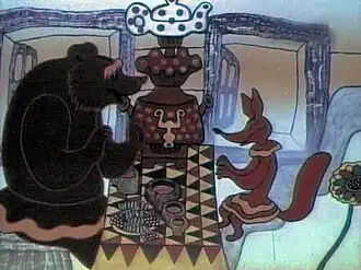 Кадр из мультфильма «Лиса и медведь»