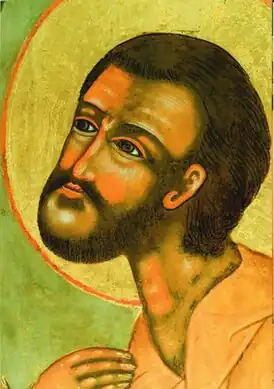 Праведник Лонгин Яренгский. Фрагмент средника иконы «Блаженные Иоанн и Лонгин Яренгские, с житием». 1695 г. (Северодвинский городской Краеведческий музей).