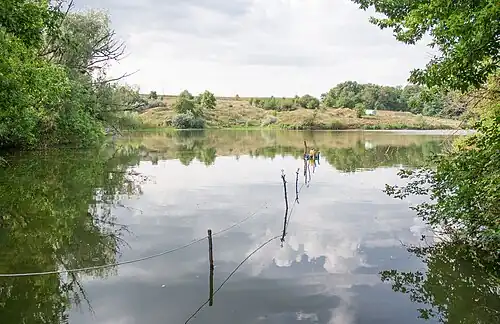 Пруд на реке в селе Малая Маньковка