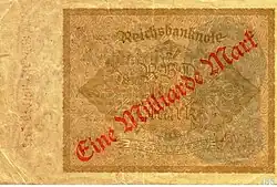 Миллиард нем. марок 1923 — из 1000 марок 1922, реверс