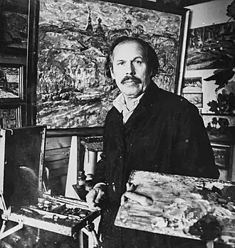 Мокров Н.А., художник-живописец в своей мастерской, г. Владимир.