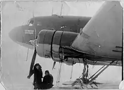 Самолёт полярной авиации на аэродроме Нагурское, о. Земля Александры, СССР. 1954&nbsp;г.