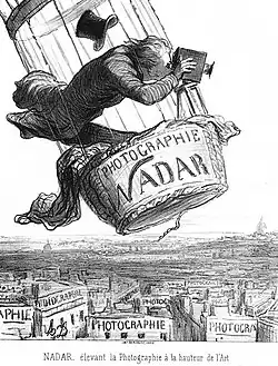 Надар, поднимающий фотографию на уровень искусства. Шарж. Литография