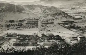 Вид на 1-й участок Рыбстроя с жилыми бараками