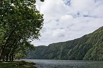 Края кальдеры укреплены посадками деревьев