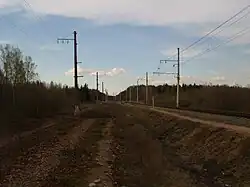 Остатки насыпи перед мостом через Чёрную речку, вид в северном направлении