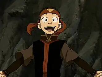 Аанг в школьной форме нации Огняс повязкой на голове