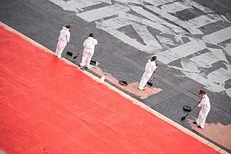 Покраска площади волонтерамив июле 2019 года