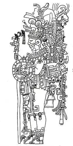 Прорисовка портрета Балах-Чан-Кавиля из стелы 9