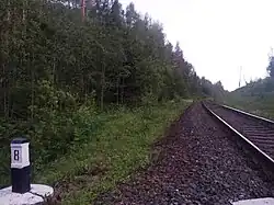 Место примыкания бывшего подъездного пути. Вид в сторону ст. Элисенваара.