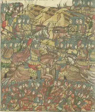 Раковорская битва. Миниатюра Лицевого летописного свода.