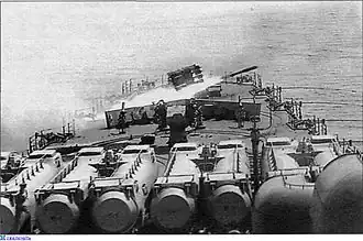 Стрельба из РБУ-12000 во время испытаний ТАКР «Баку», 1987 год