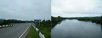 Мост через Уссури на трассе «Осиновка — Рудная Пристань»;Вид на Уссури с моста вниз по течению