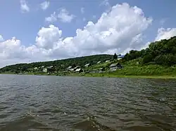 Село Ачан, вид с акватории протоки Сий.