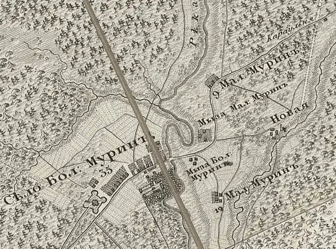 Село Мурино на карте 1817 года