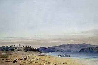 Село Пермское. Фрагмент рисунка художника Фёдора Баганца. 1866 год. Сделан во время путешествия по Амуру на транспорте «Гиляк».