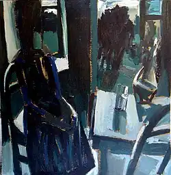 Ю.&nbsp;Шабельников,  «Стакан воды». К/м, 115х110, 1982.