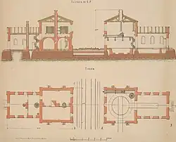 Чертёж водонапорной башни и локомотивного депо на станциях III класса