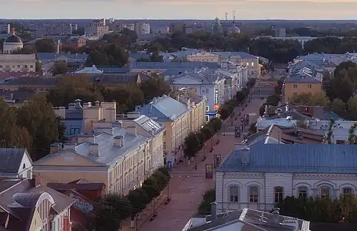 Улица Трёхсвятская в районе пересечения с улицей Желябова. Вид с крыши дома №6