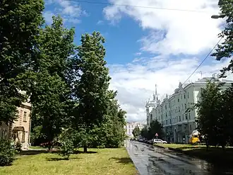 Проезжая часть улицы Белинского у пересечения с улицей Копылова