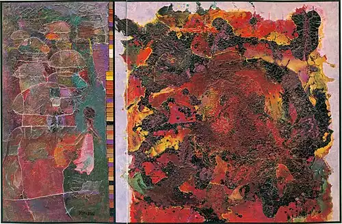 Утро поселка на скалистом пригорке,1975