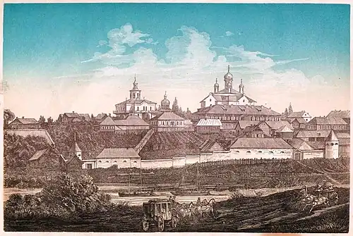 Благовещенский женский монастырь на месте Уфимского Успенского женского монастыря. 1856 год. Рисунок